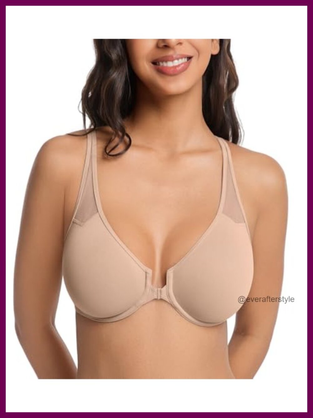 Front Closure Racerback Plus Size Underwire Bra Full Coverage Minimizer